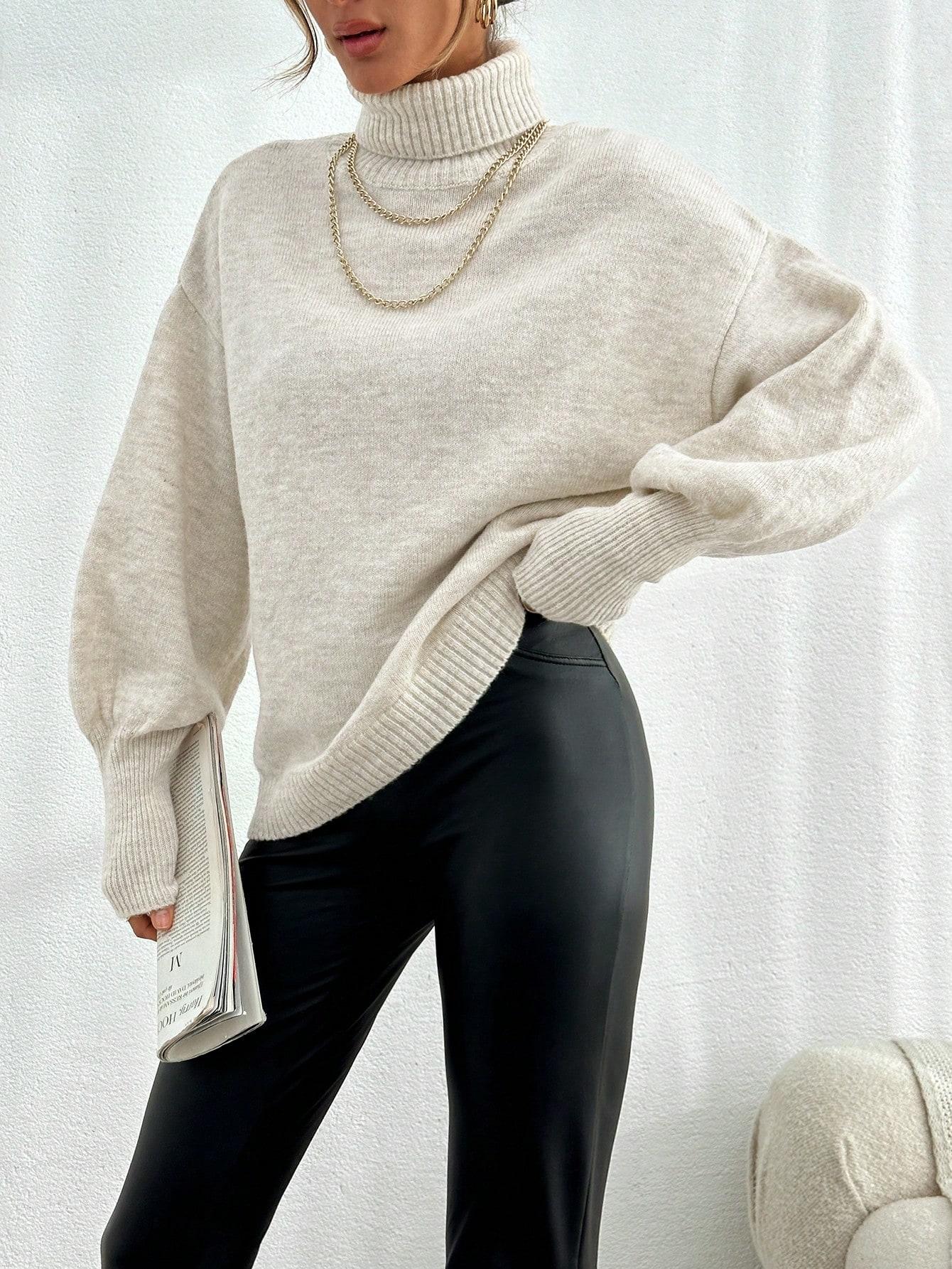 KREMOWY DZIANINOWY SWETER 