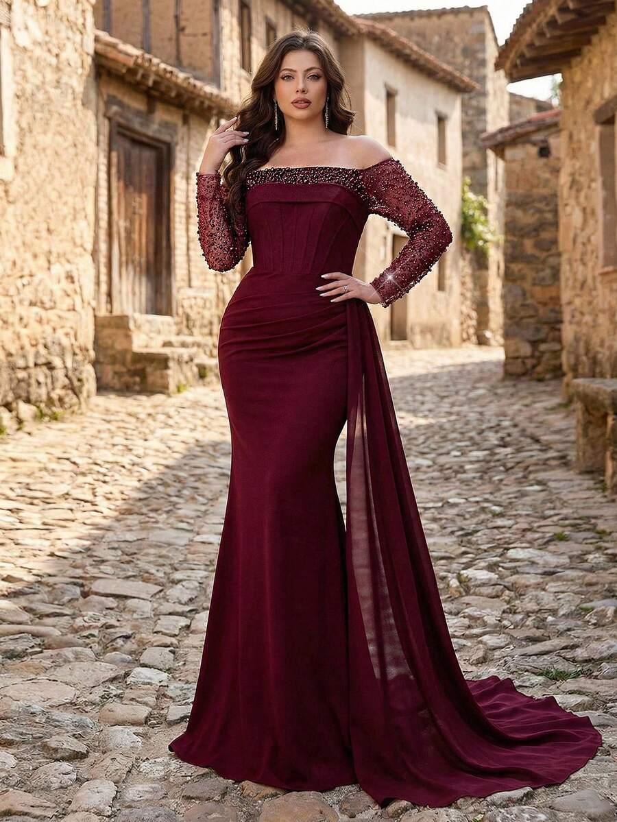 CZERWONA MAXI SUKIENKA
