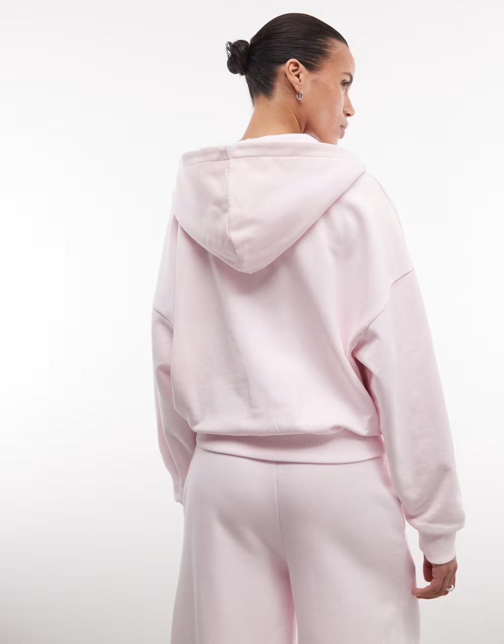 różowa bluza z kapturem zip