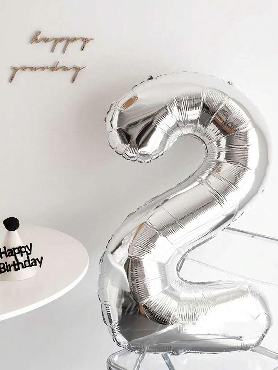 srebrny balon liczba 2