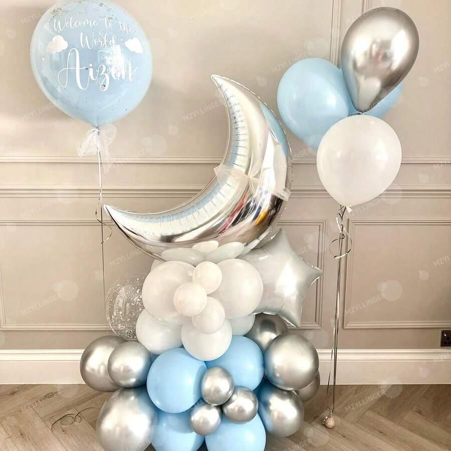 srebrny balon księżyc gwiazda
