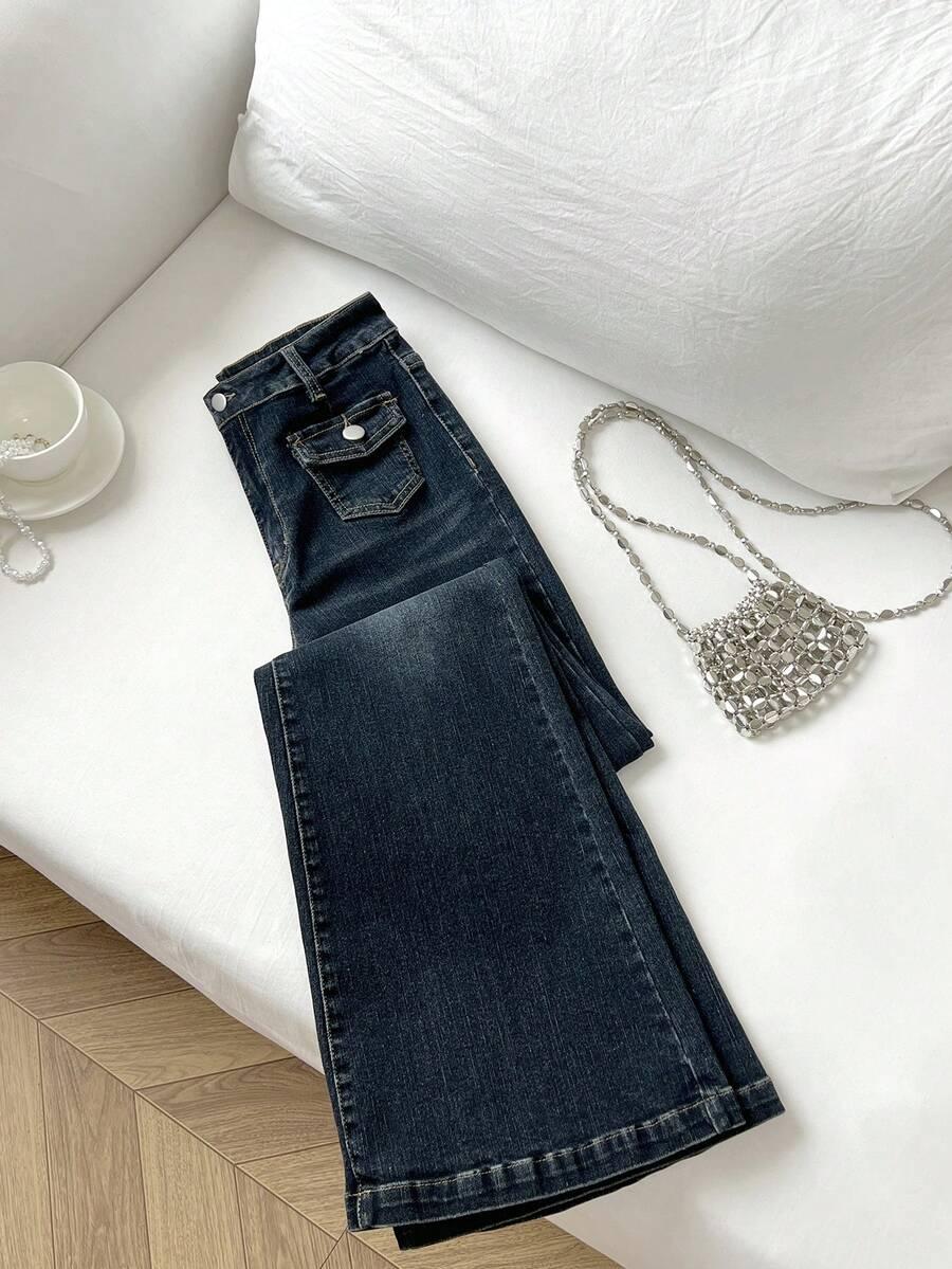 GRANATOWE SPODNIE JEANS