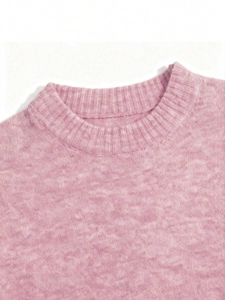 RÓŻOWY SWETER OKRĄGŁY DEKOLT 