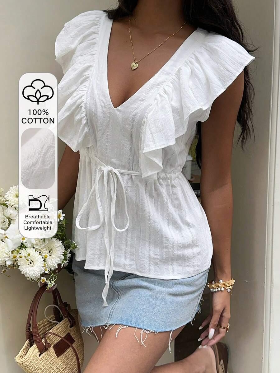 biała bluzka v neck