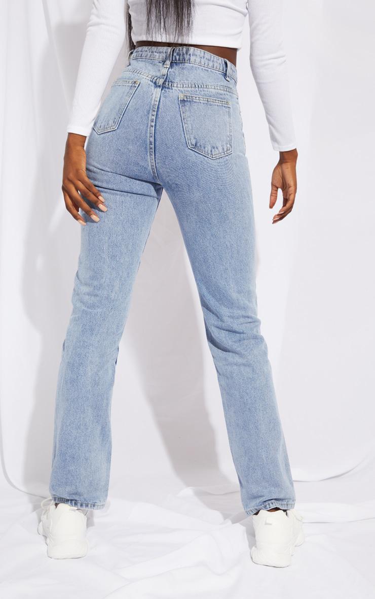 niebieskie proste spodnie jeans wysoki stan 