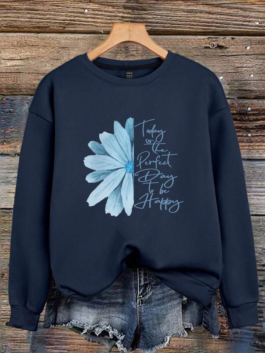 granatowa bluza kwiat 