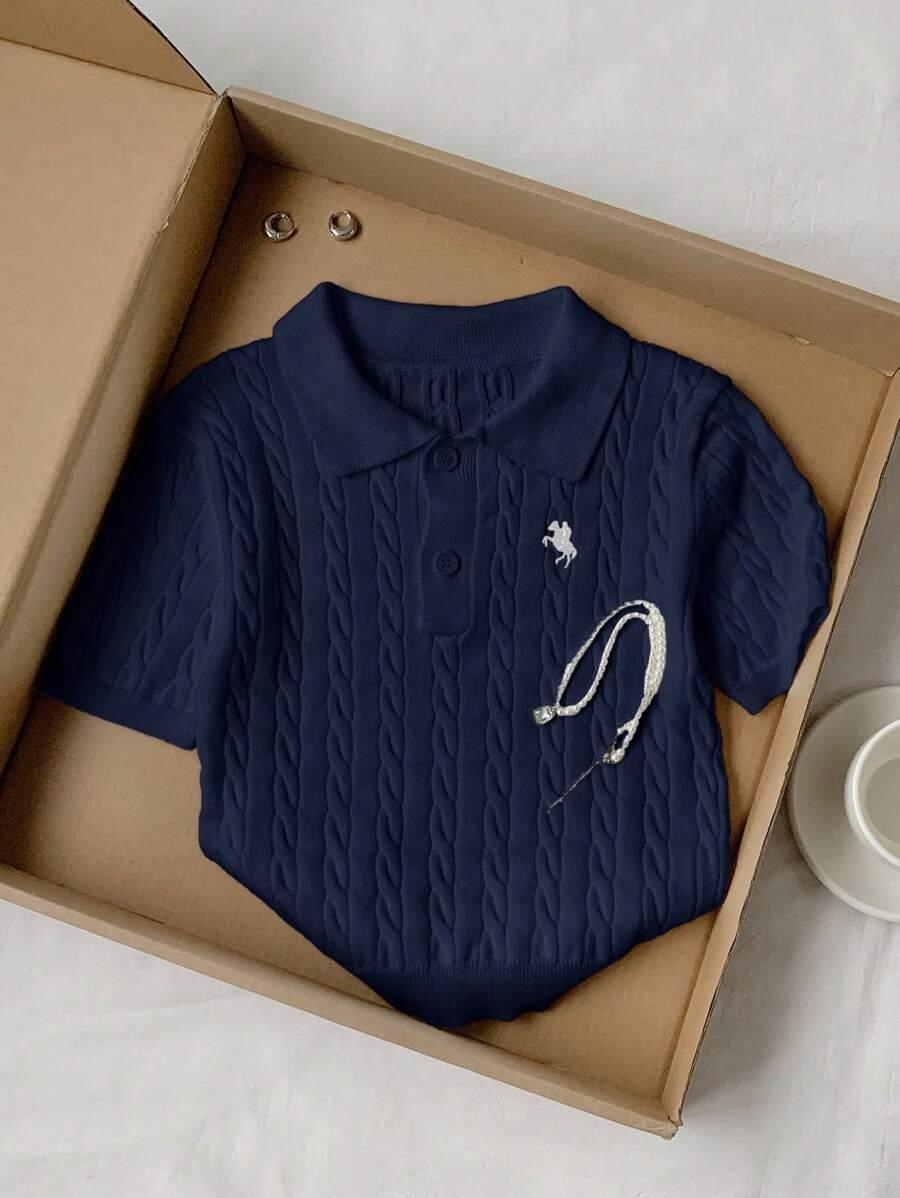 dzianinowa koszulka polo splot