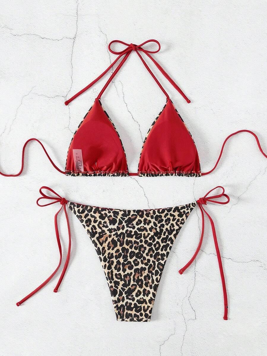 dwuczęściowy strój kąpielowy animal print