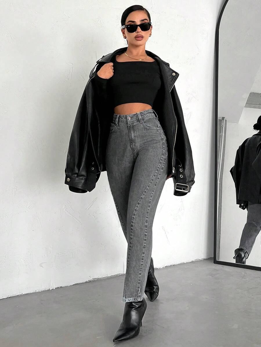 SZARE SPODNIE JEANS 