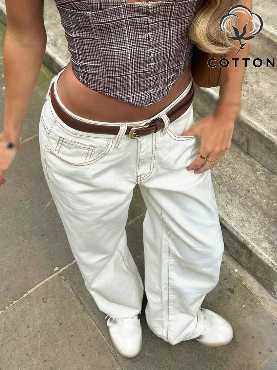 BIAŁE SPODNIE JEANS