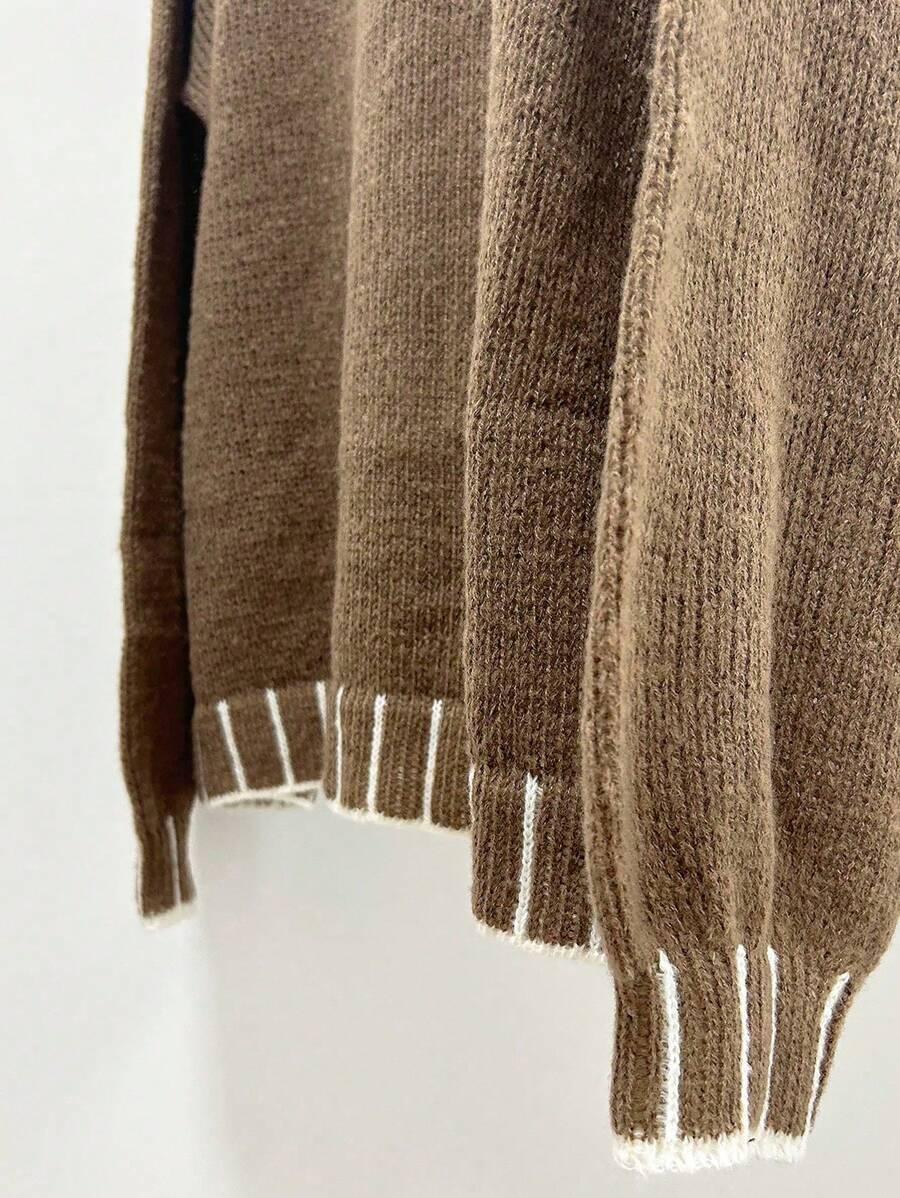 BRĄZOWY SWETER OVERSIZE