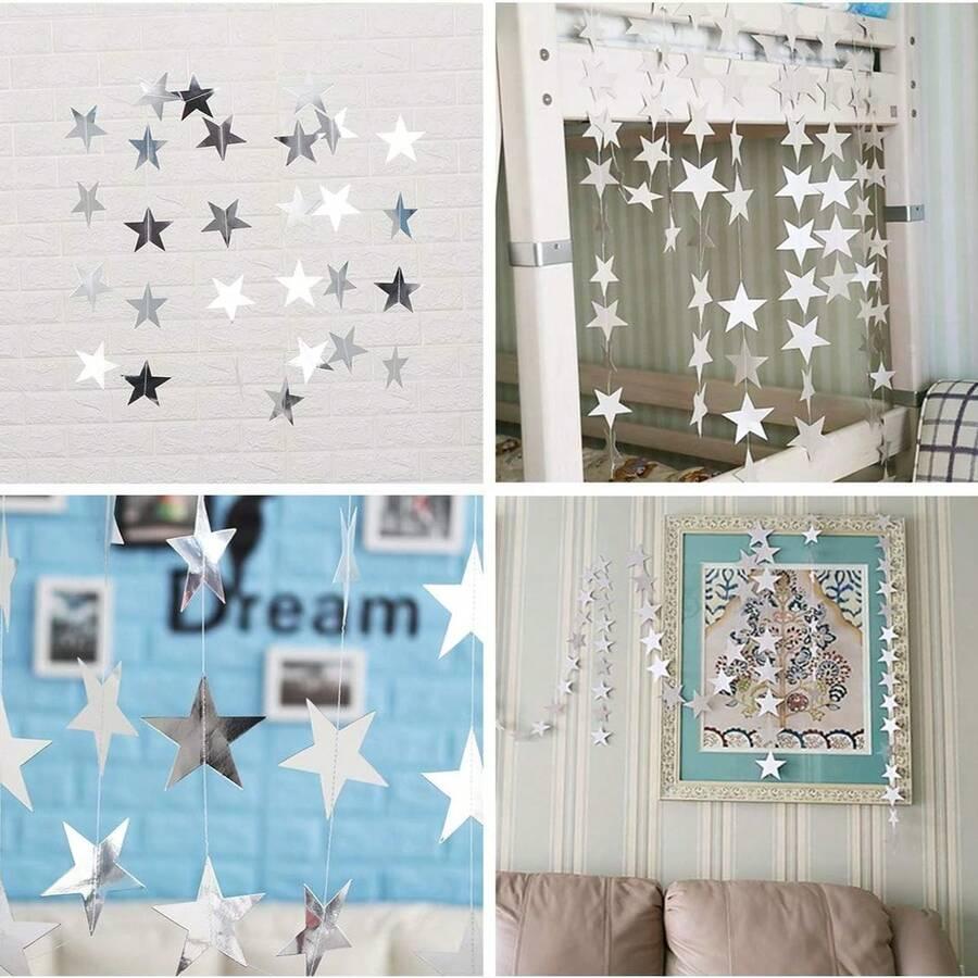 srebrna girlanda gwiazdy 3-pack