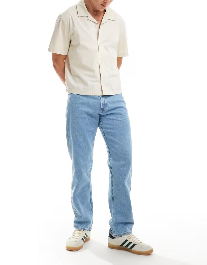 NIEBIESKIE SPODNIE JEANS SZEROKA NOGAWKA