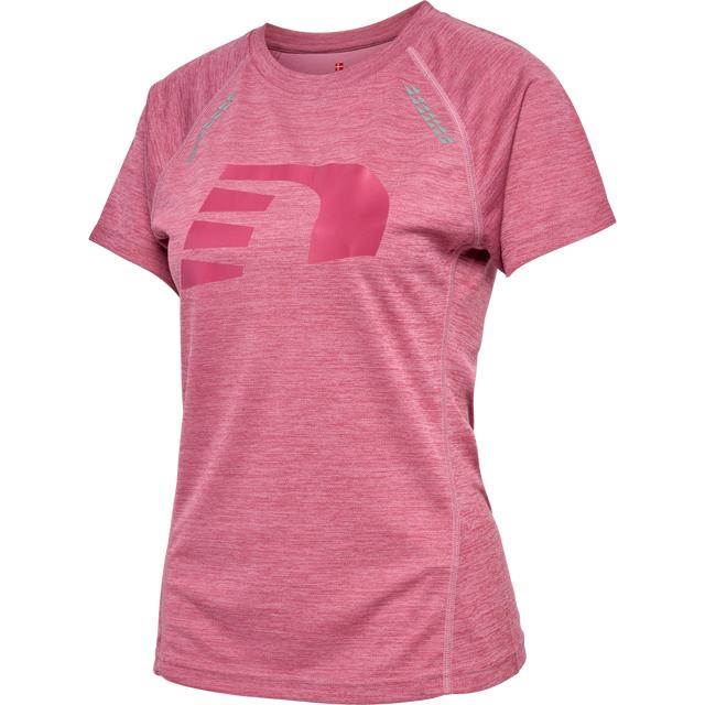 różowa koszulka sportowa krótki rękaw logo