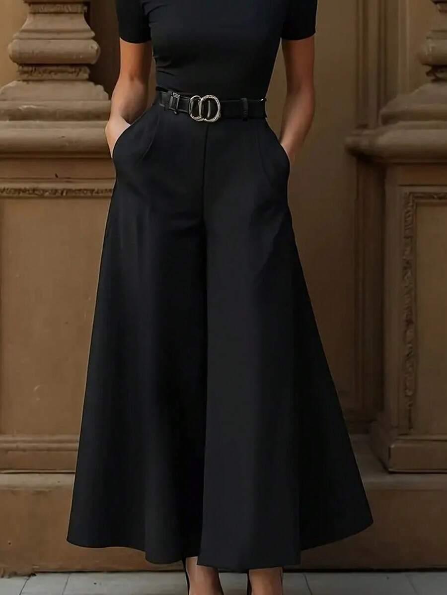 CZARNE ELEGANCKIE SPODNIE