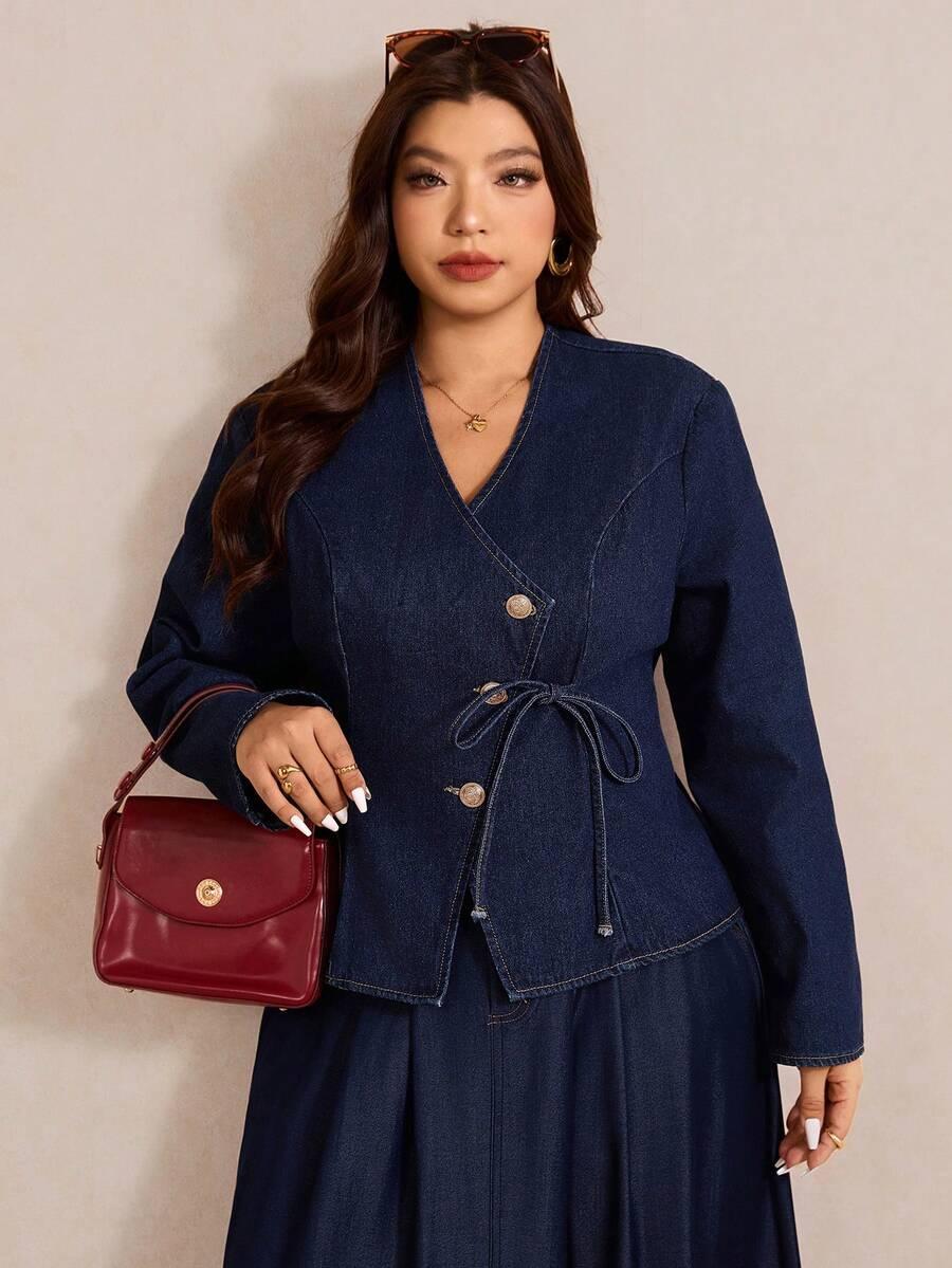 GRANATOWA MARYNARKA JEANS 