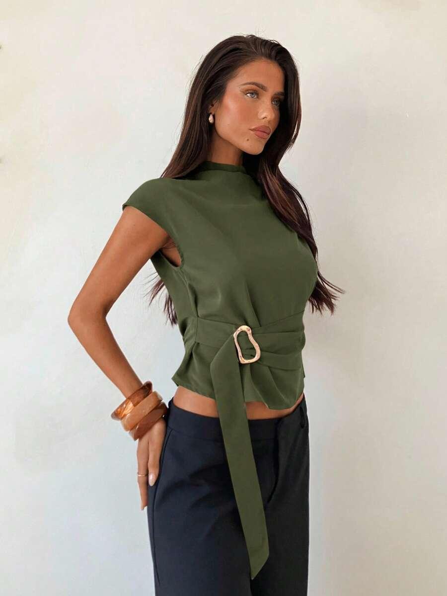 zielony top zdobienie