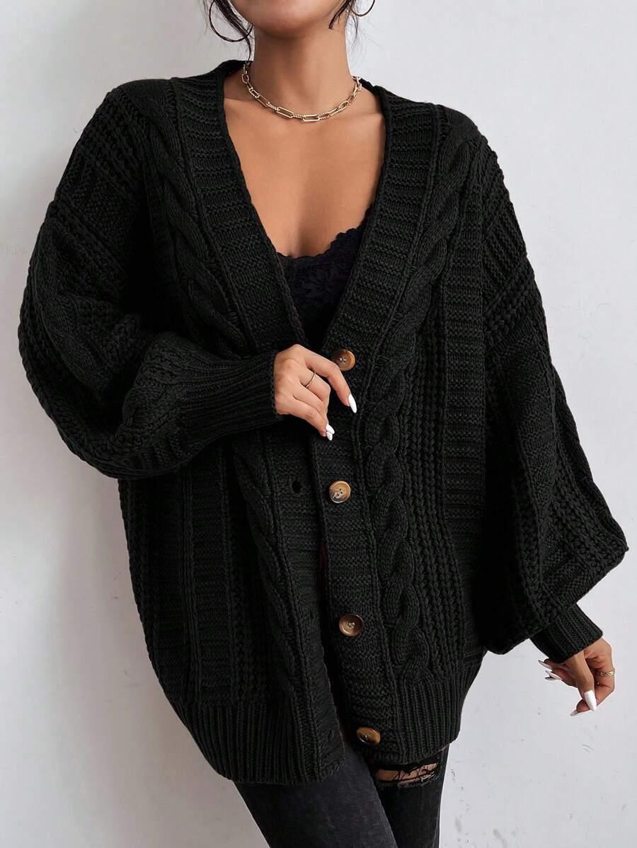 czarny sweter kardigan 