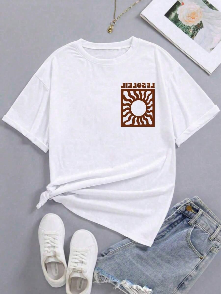 biały t-shirt print