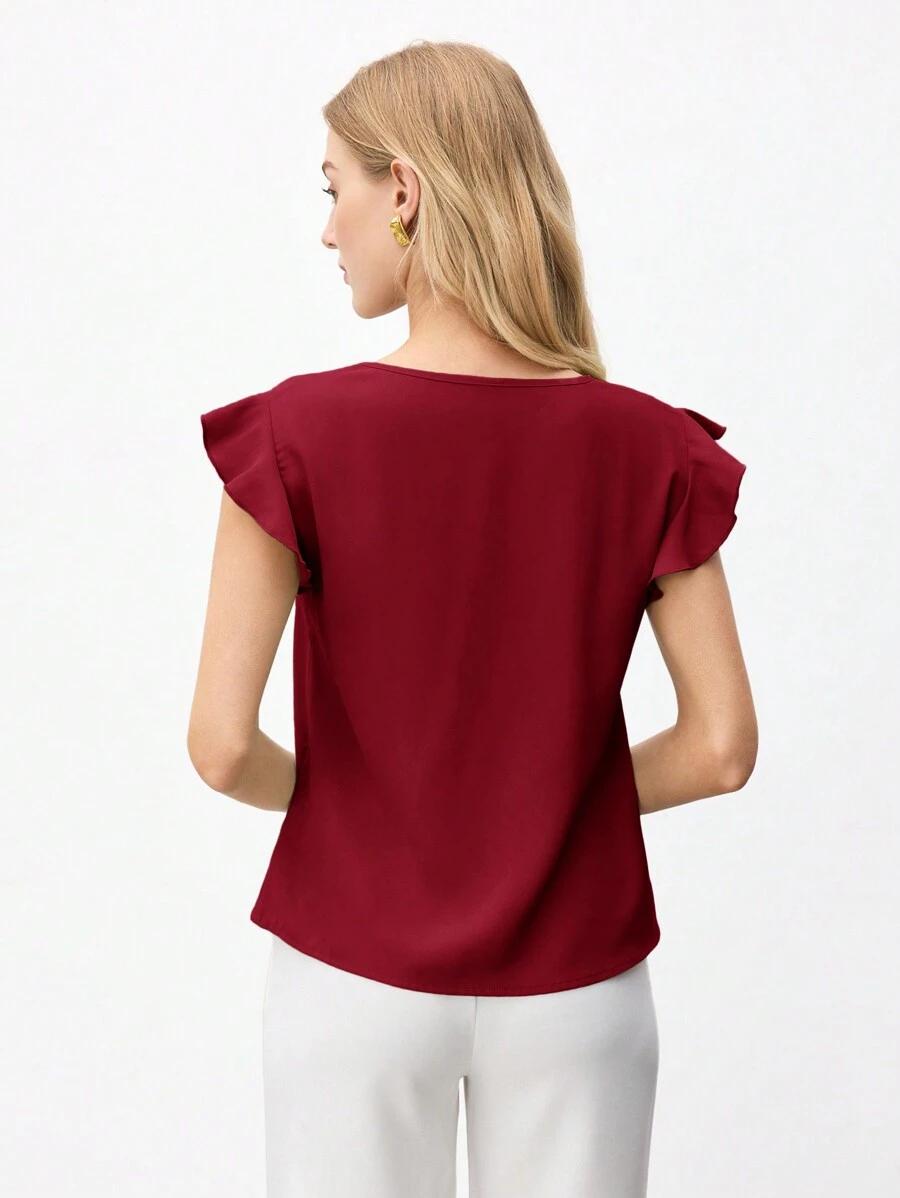 czerwona bluzka v-neck