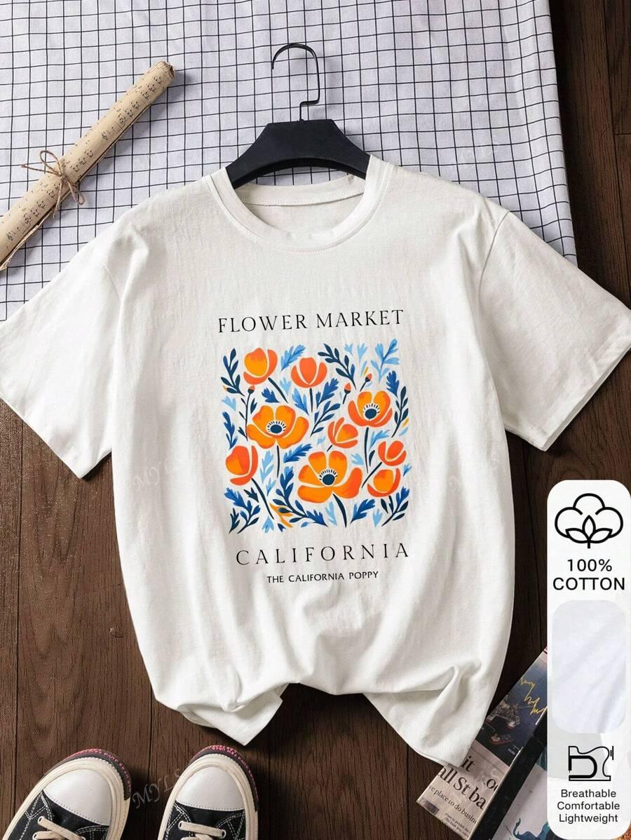 DAMSKI T-SHIRT Z OKRĄGŁYM DEKOLTEM 
