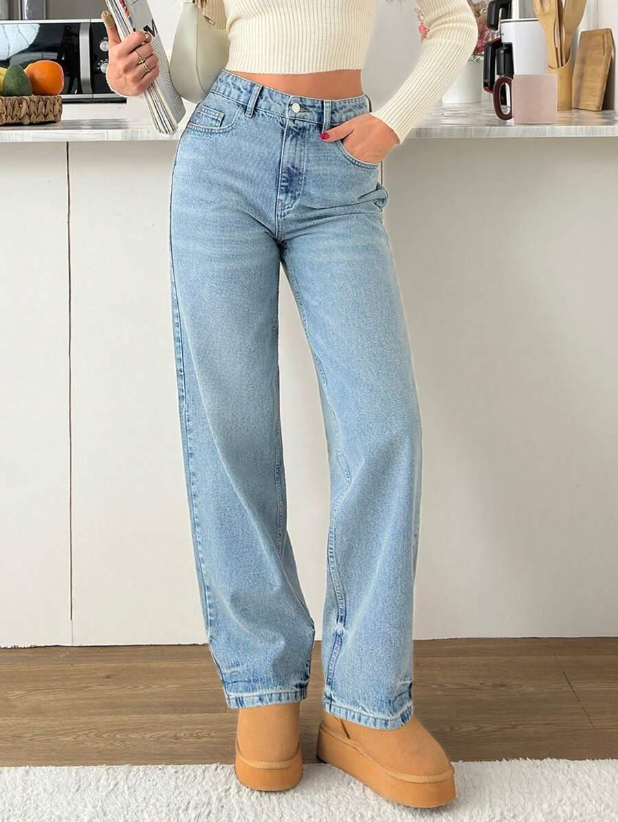 NIEBIESKIE SPODNIE JEANS WYSOKI STAN