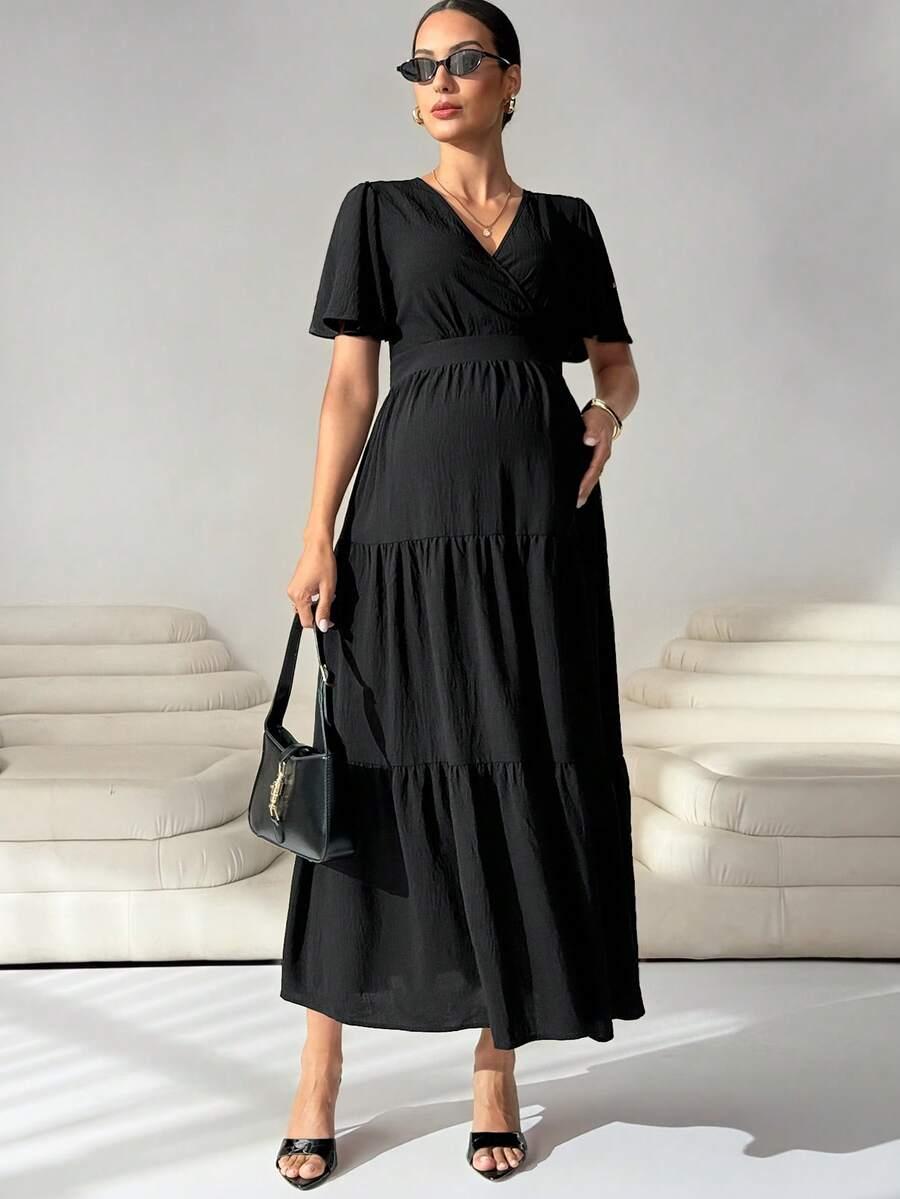 ciążowa midi sukienka v-neck