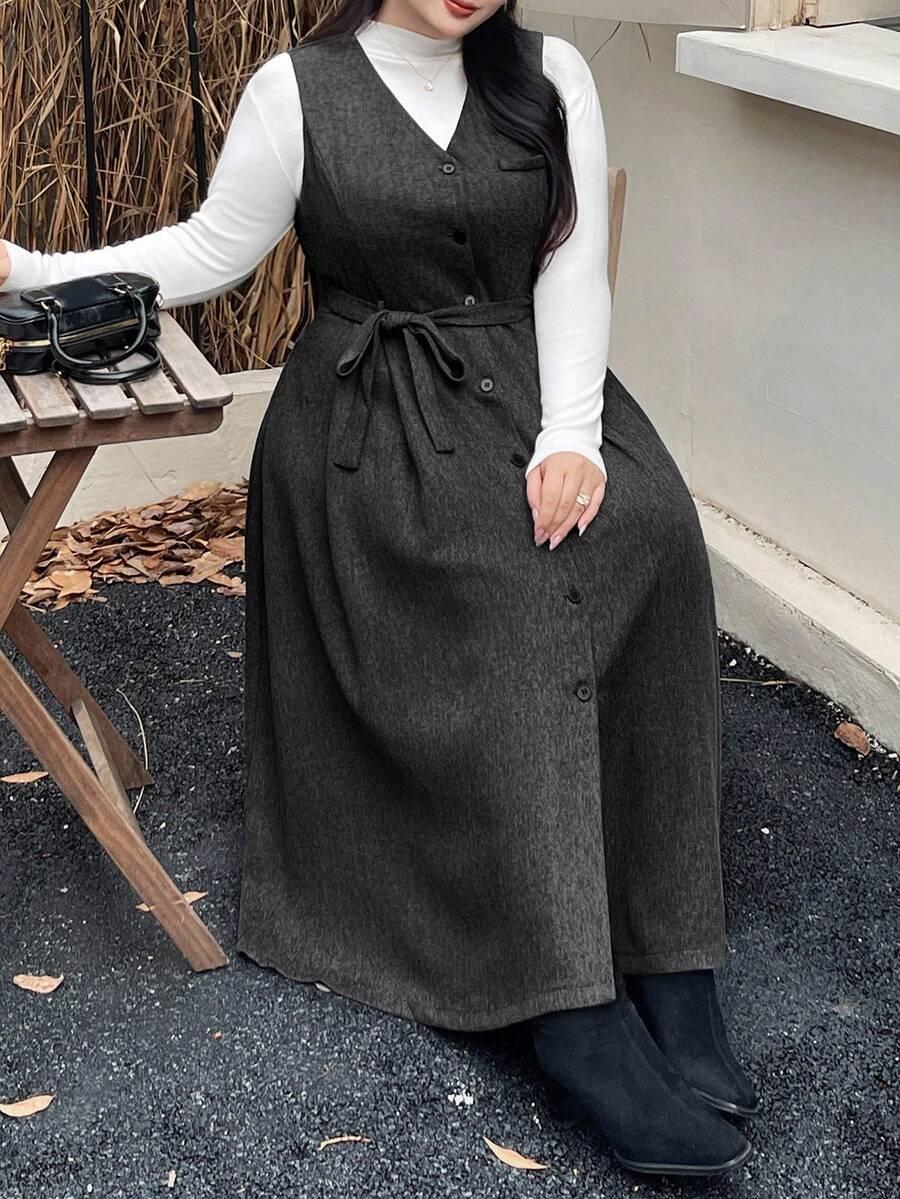 szara sukienka dekolt v