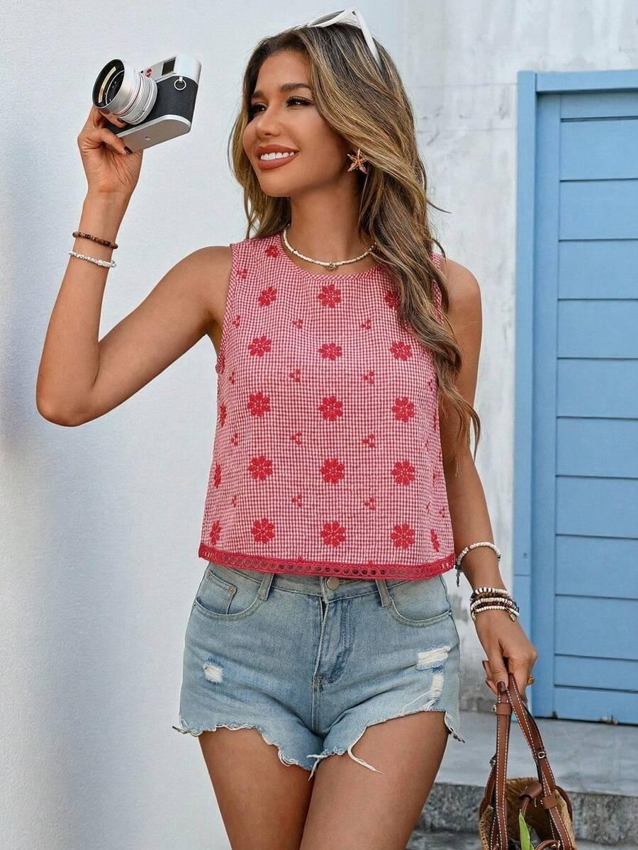 czerwony top print