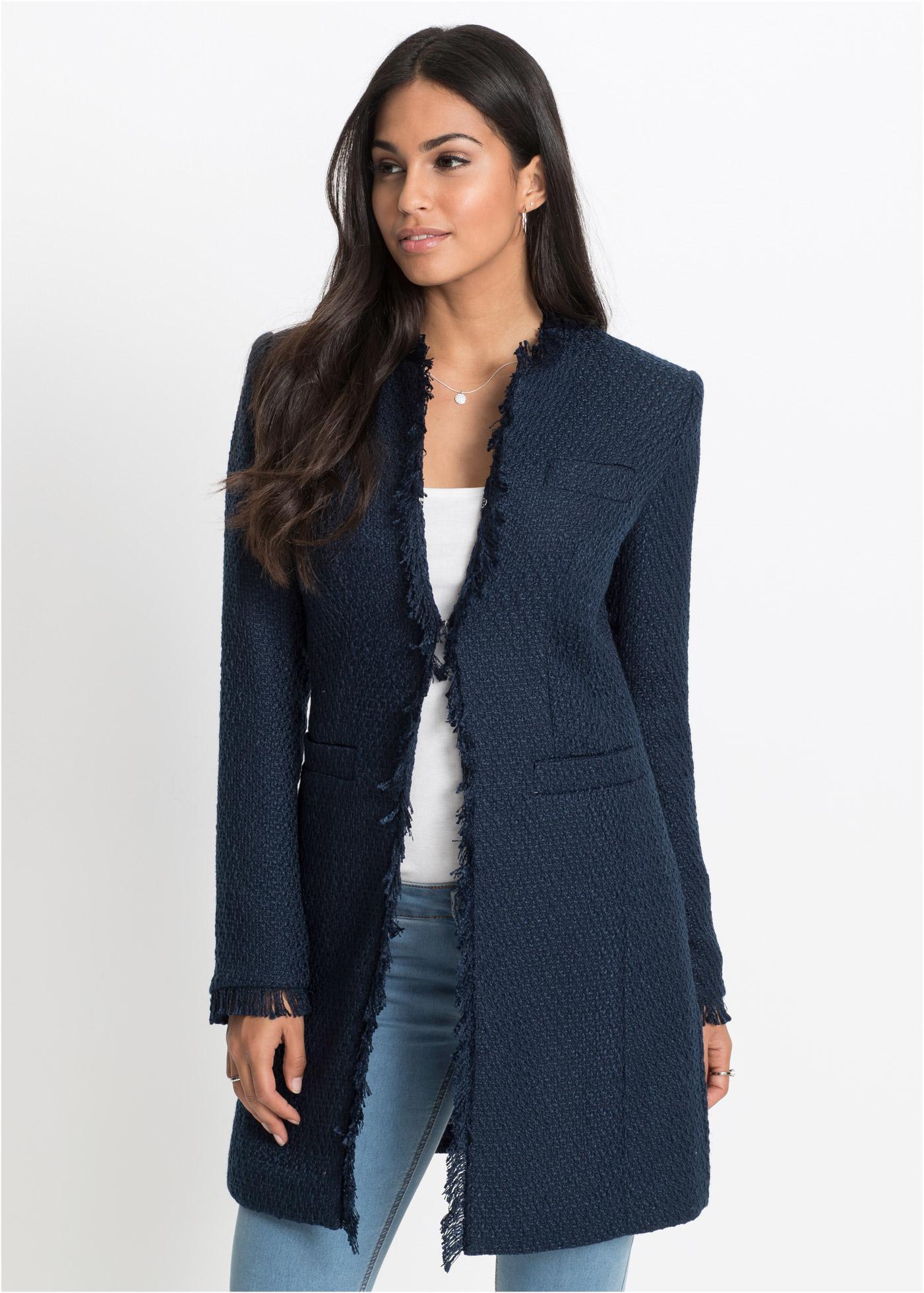 GRANATOWY PŁASZCZ TWEED