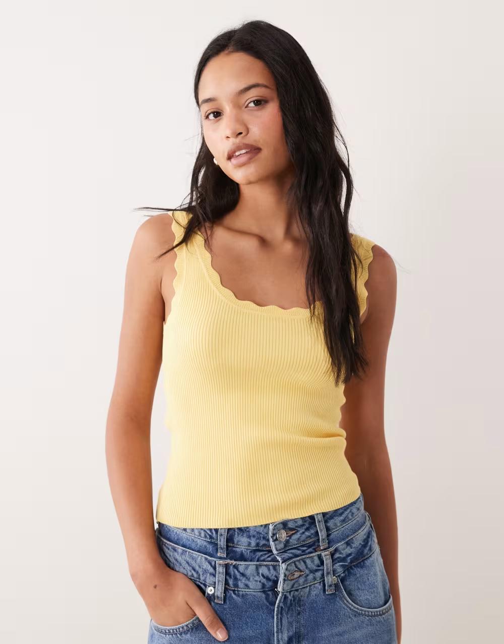 ŻÓŁTY top DZIANINOWY casual