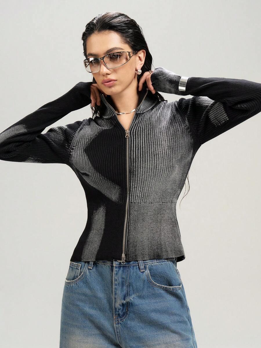 dzianinowy sweter zamek 