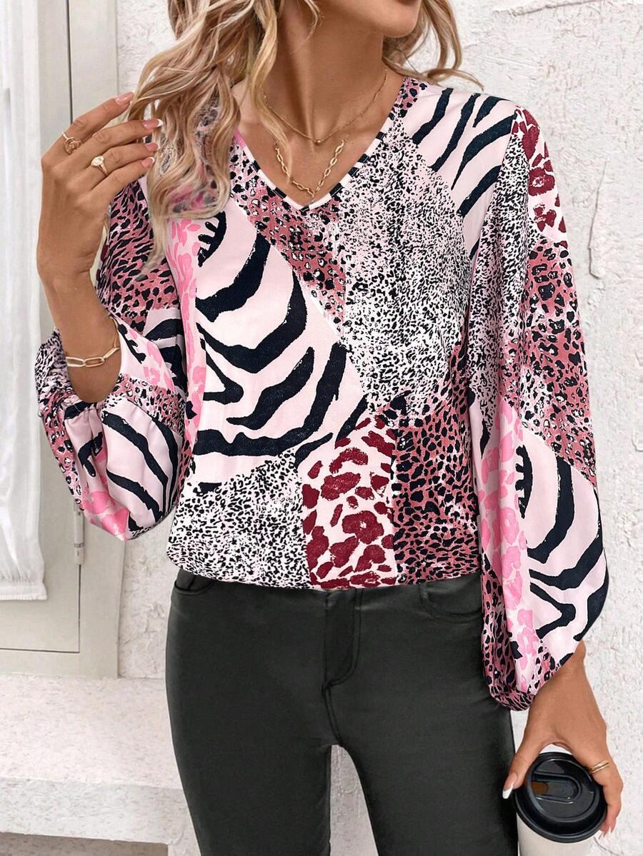 BLUZKA v-neck animal print
