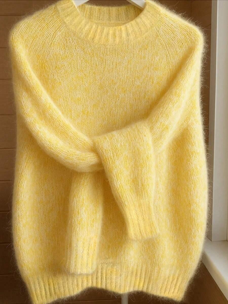 ŻÓŁTY SWETER OKRĄGŁY DEKOLT