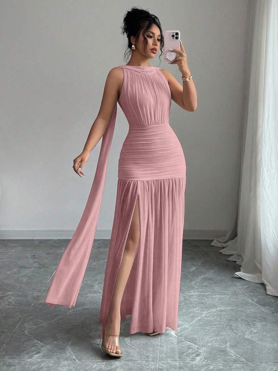 RÓŻOWA MAXI SUKIENKA
