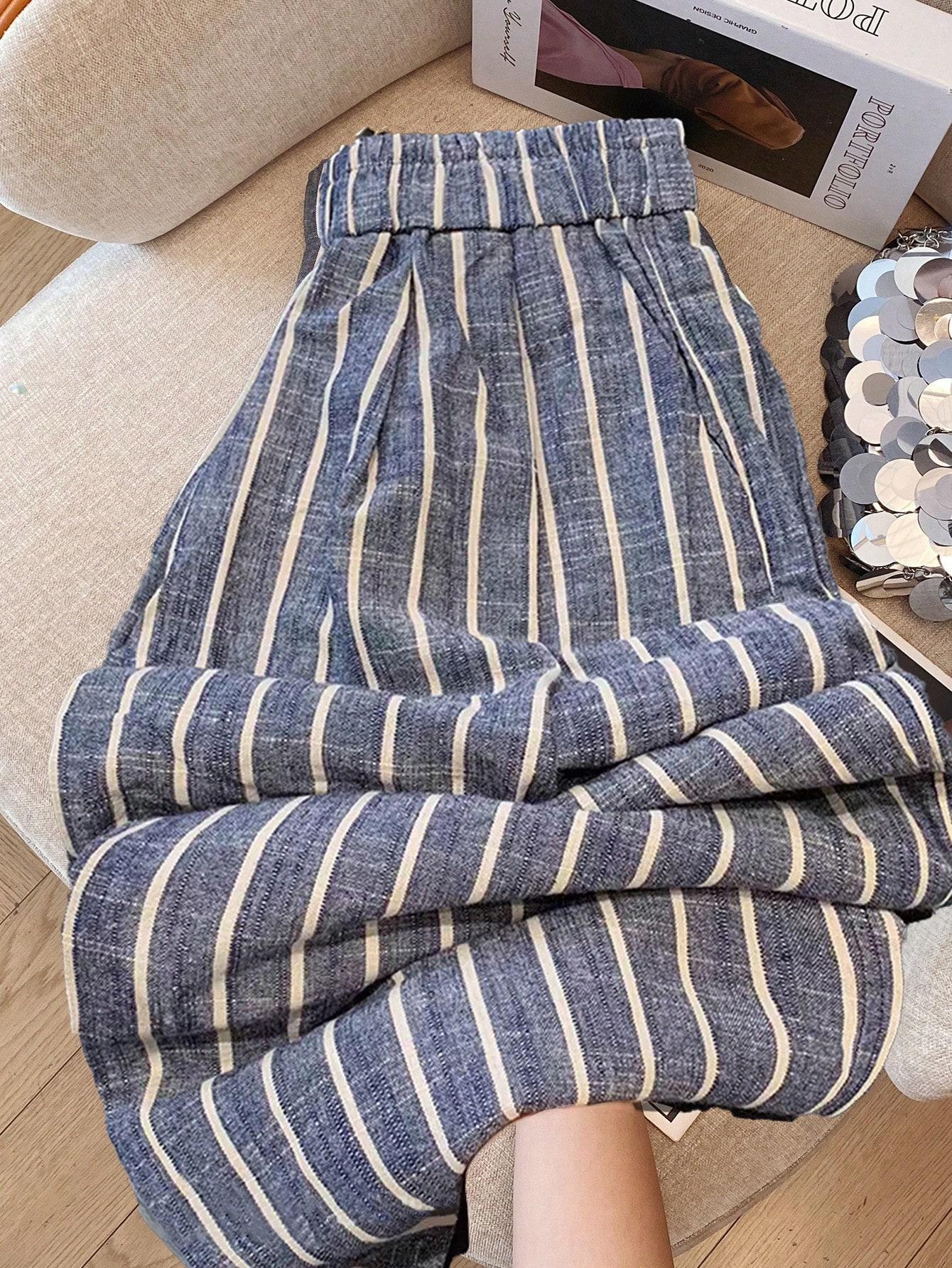 spodnie casual paski kontrast