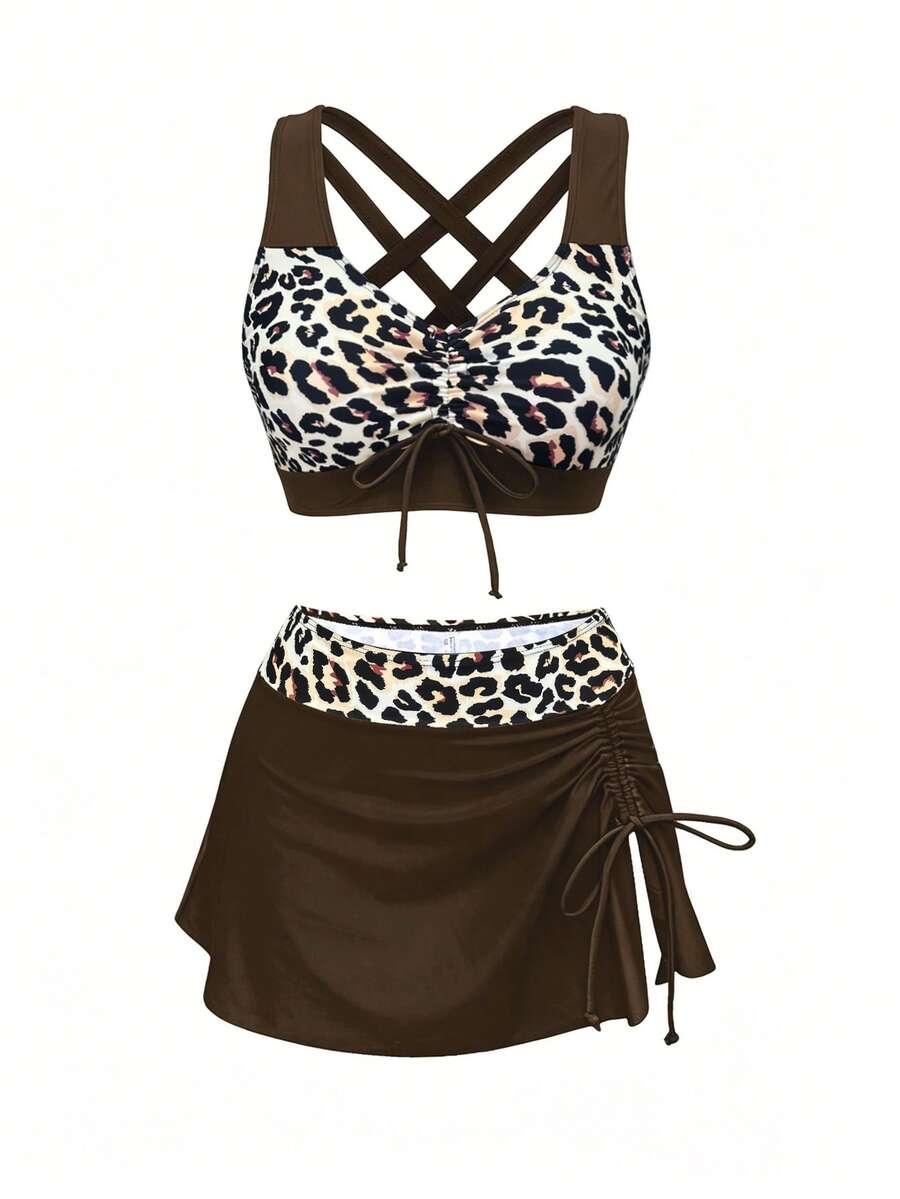 BRĄZOWY STRÓJ KĄPIELOWY ANIMAL PRINT