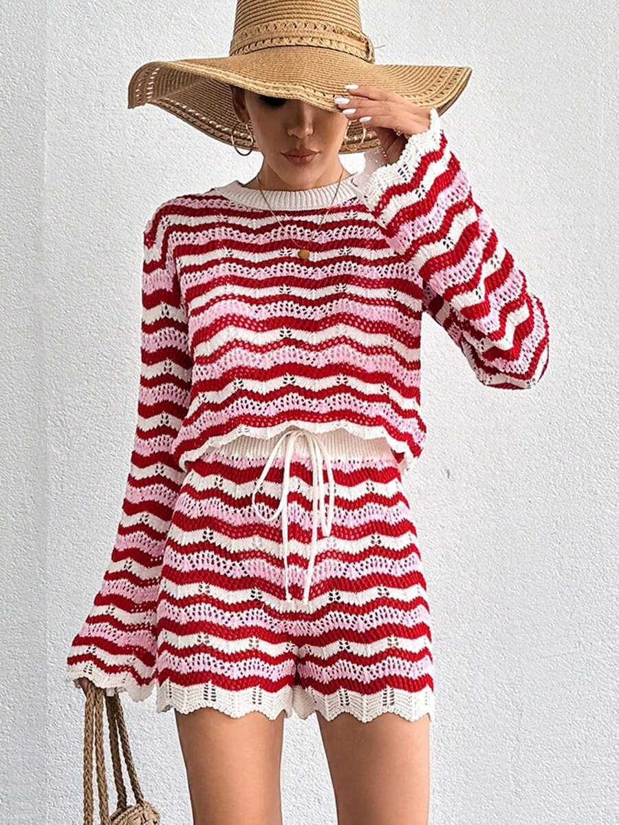 DZIANINOWY KOMPLET SWETER SPODENKI