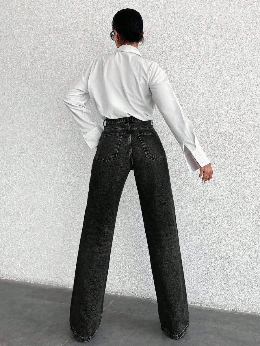 CZARNE SPODNIE JEANS HIGH WAIST
