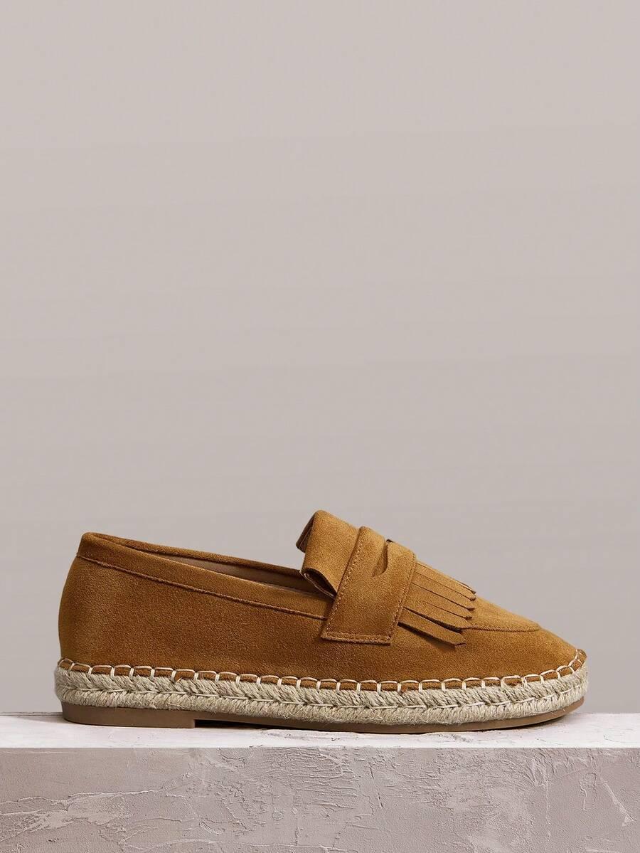 brązowe espadryle imitacja zamszu 