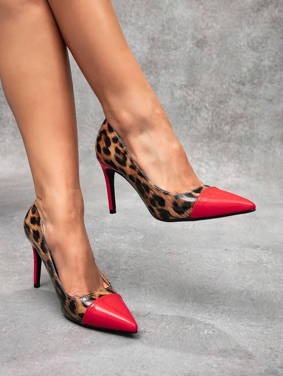czółenka leopard print