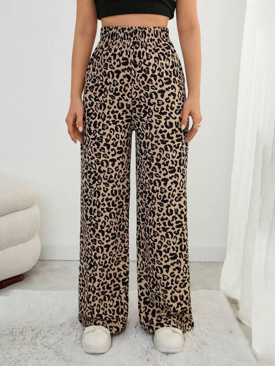 spodnie casual animal print