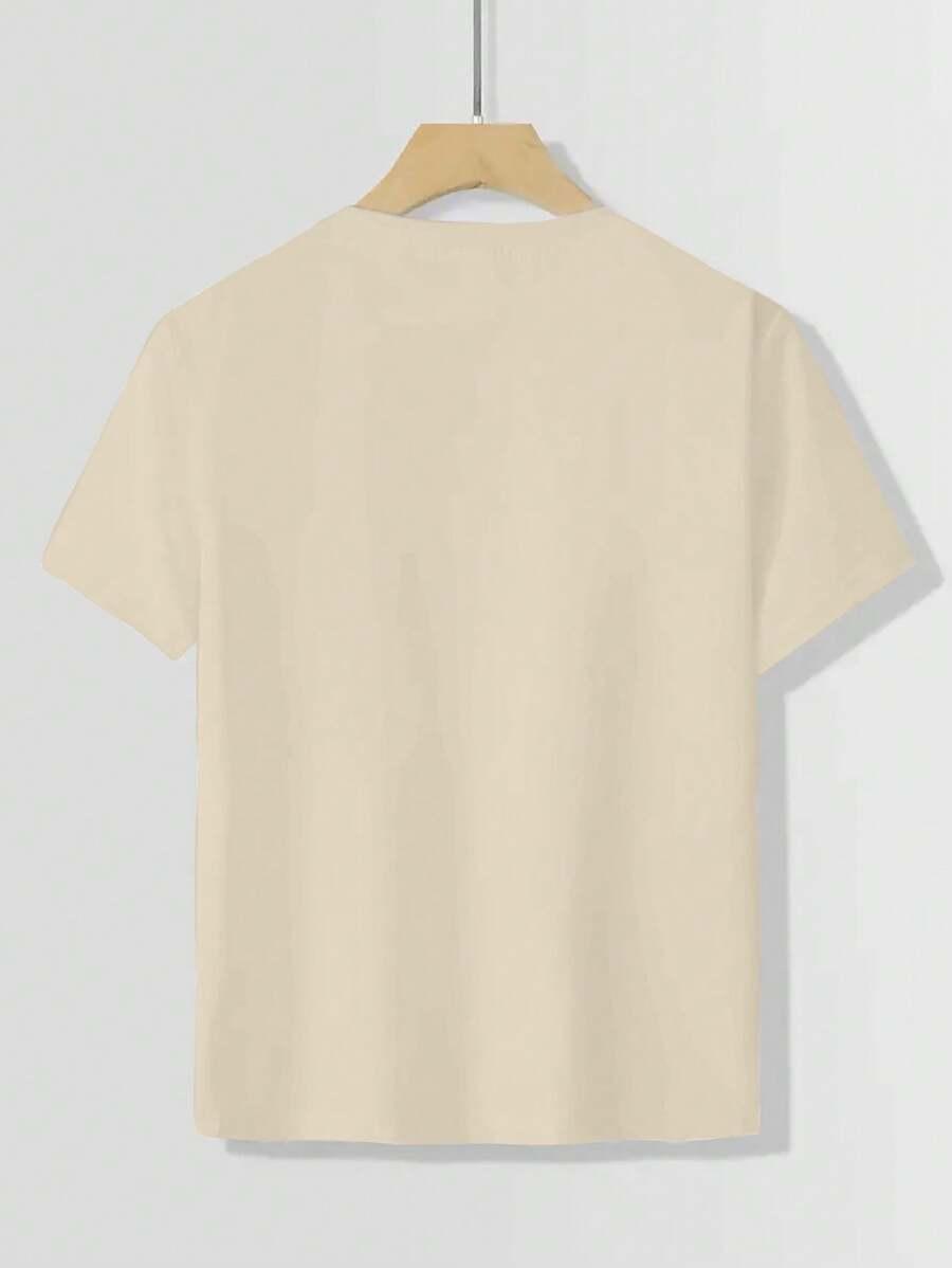 beżowy t-shirt nadruk kwiat