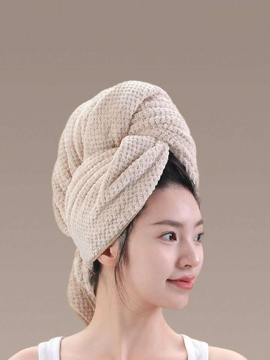 beżowy ręcznik turban na głowę