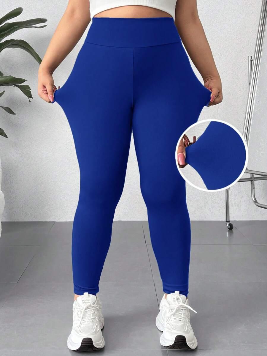 niebieskie klasyczne legginsy 
