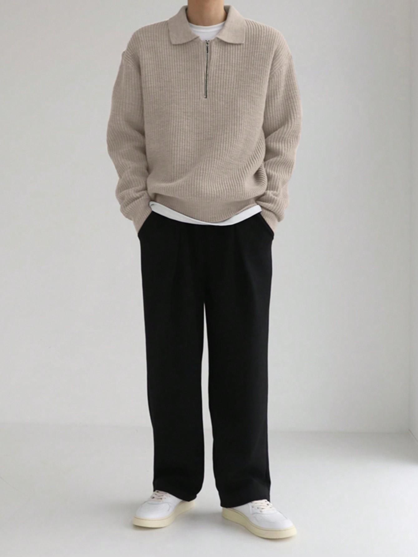 beżowy sweter zamek