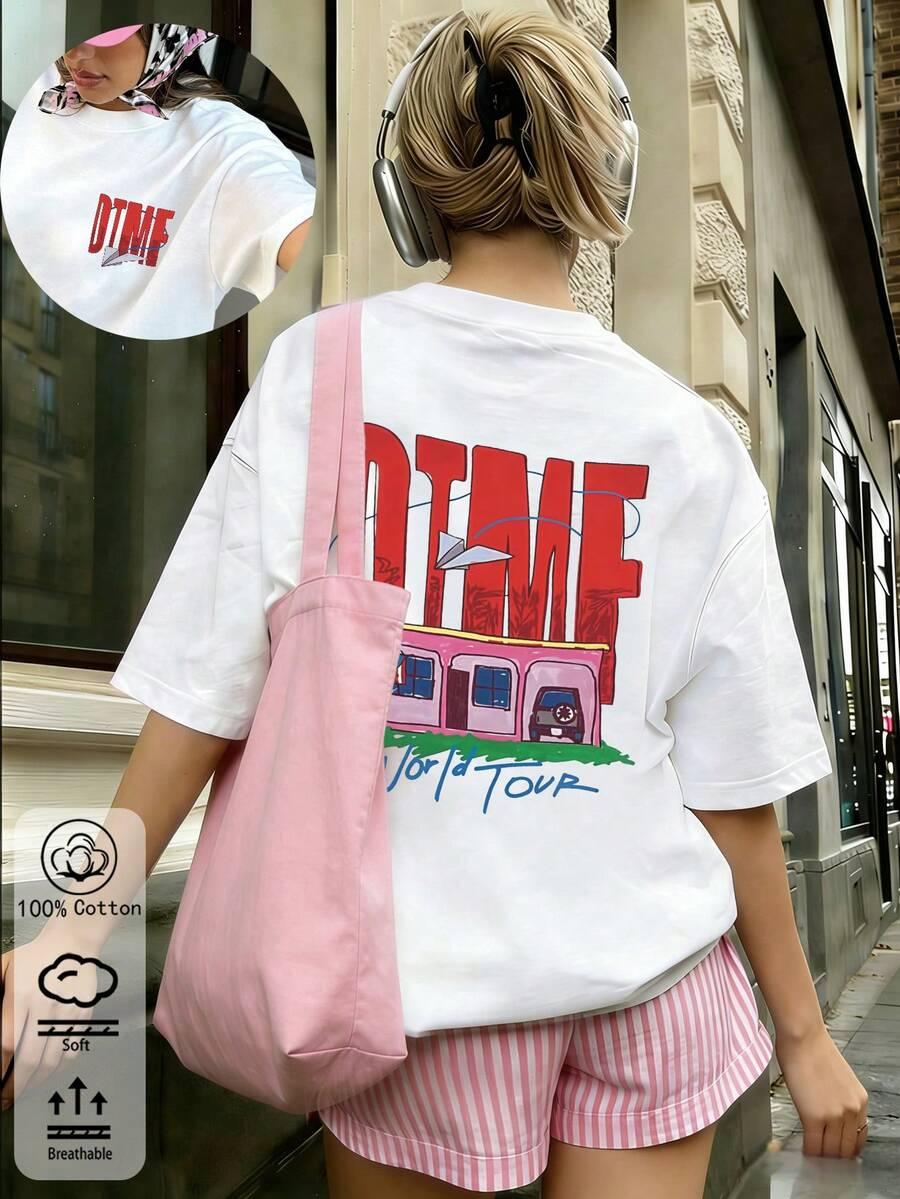 biały t-shirt z nadrukiem