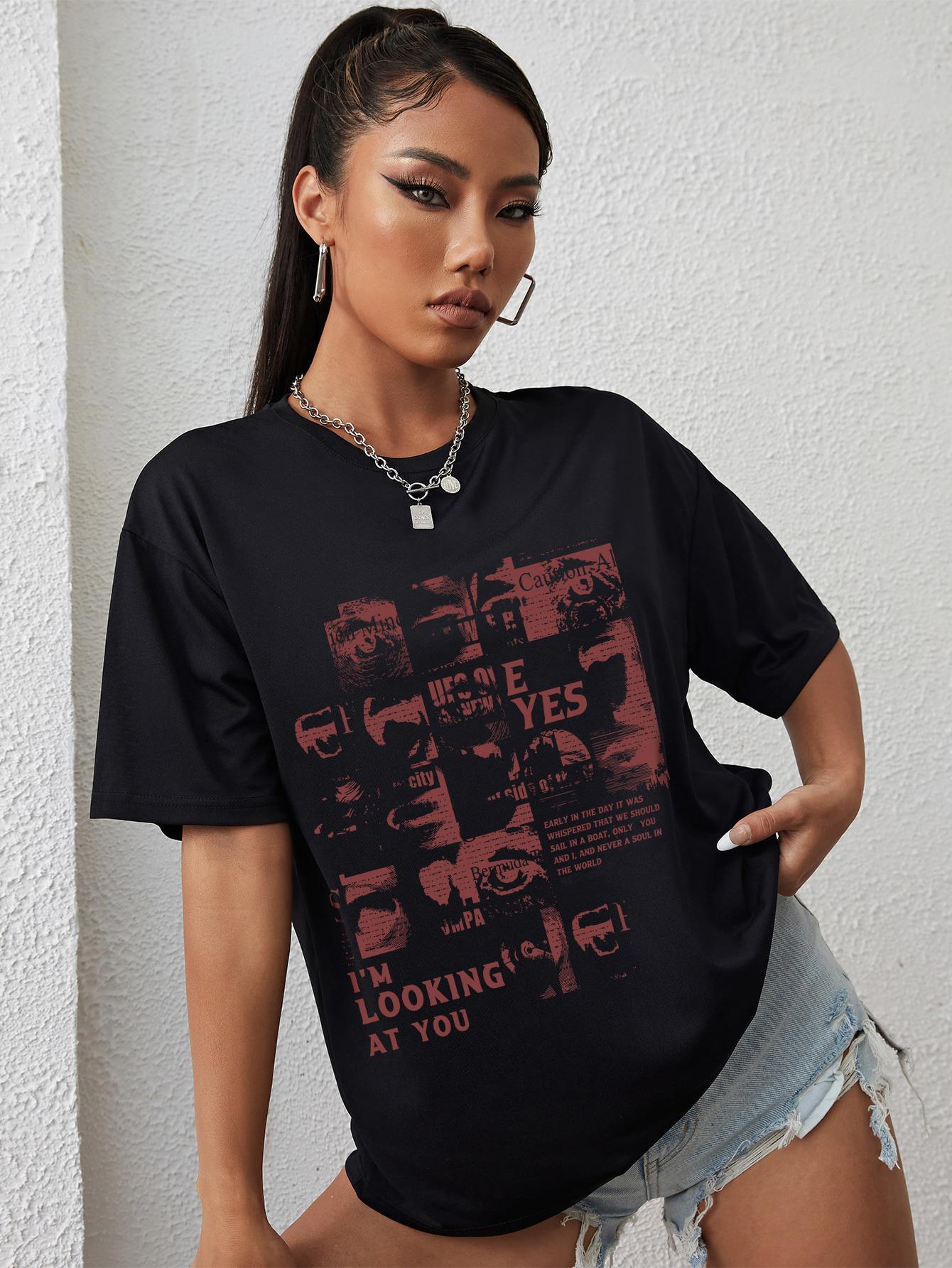 CZARNY T-SHIRT PRINT