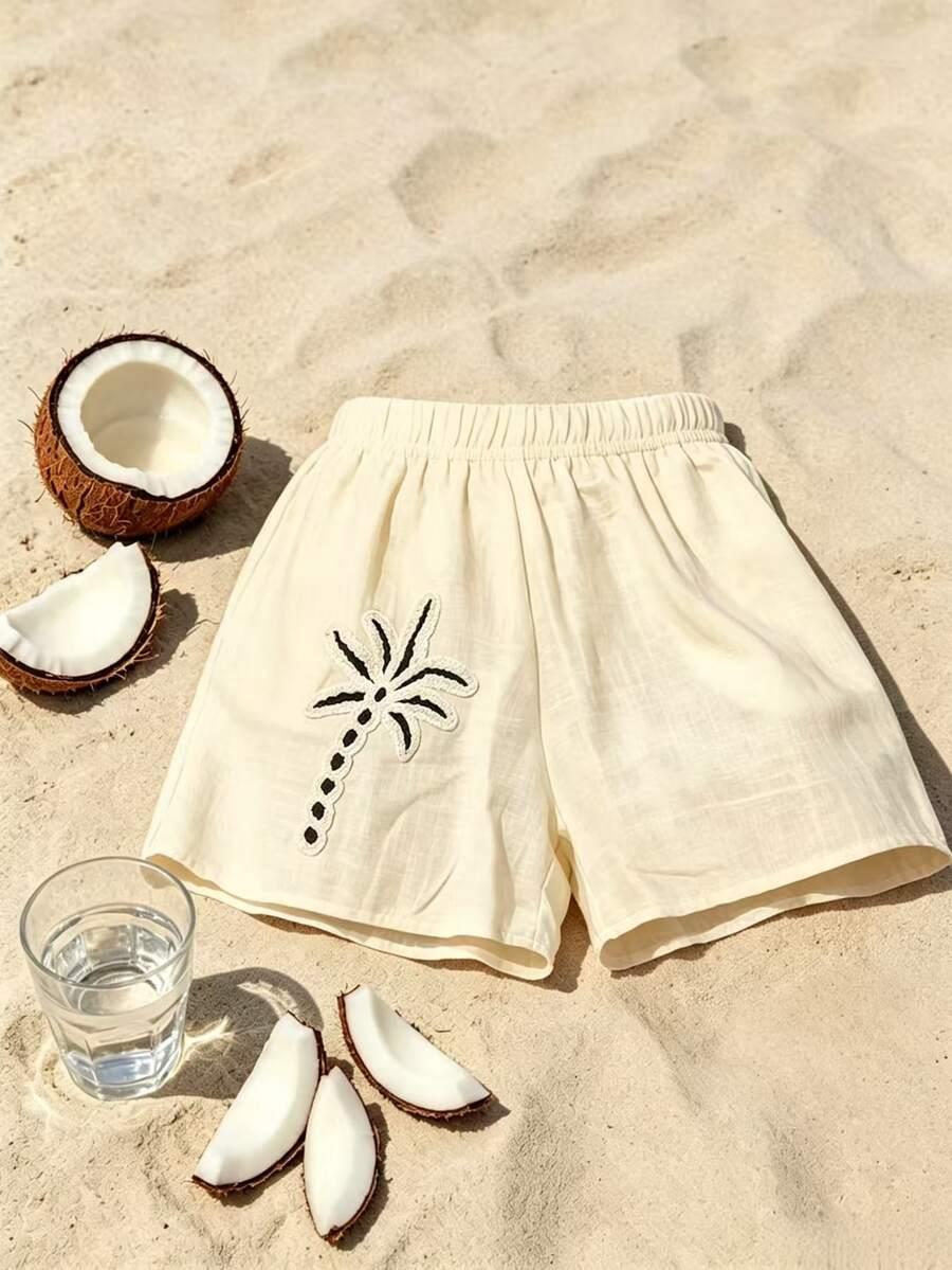 SPODENKI PLAŻOWE Z HAFTEM PALMY