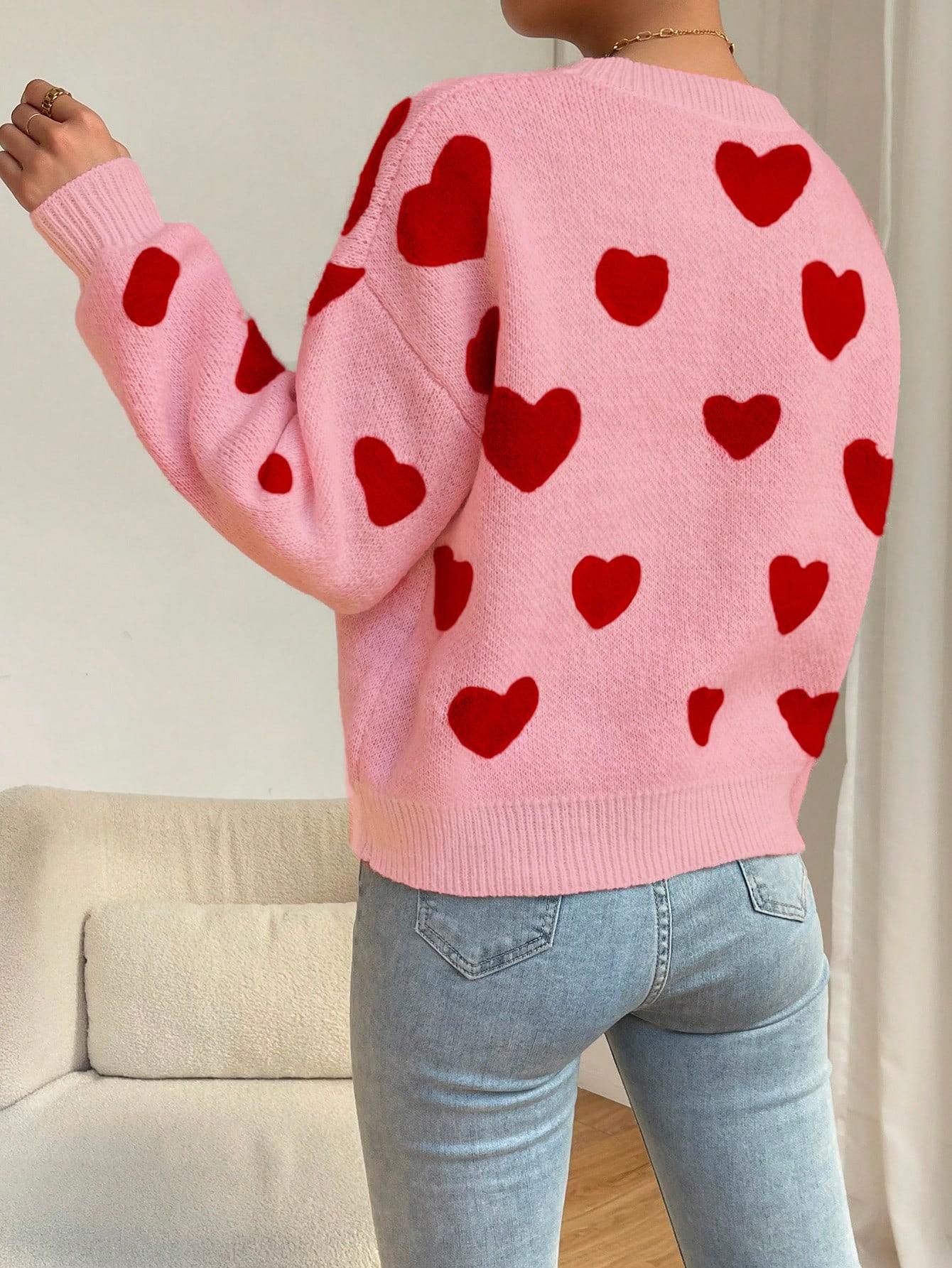 różowy sweter serca